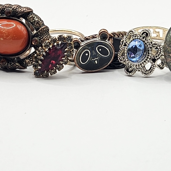 Vintage Ring Mix Variety Retro Pearl   Rhinestone Gem Gold Silver Adjustable 5-8 - Picture 9 of 16